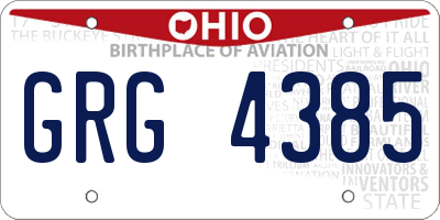 OH license plate GRG4385