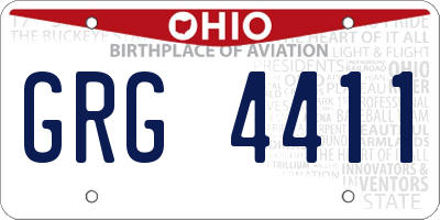 OH license plate GRG4411