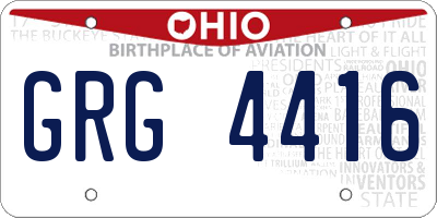 OH license plate GRG4416