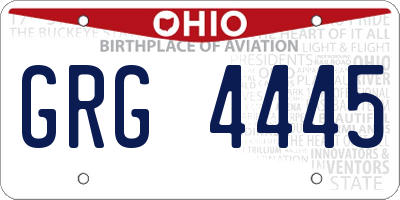 OH license plate GRG4445