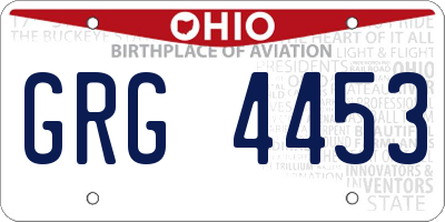 OH license plate GRG4453