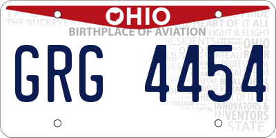 OH license plate GRG4454