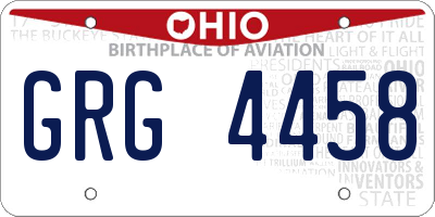 OH license plate GRG4458