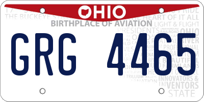 OH license plate GRG4465