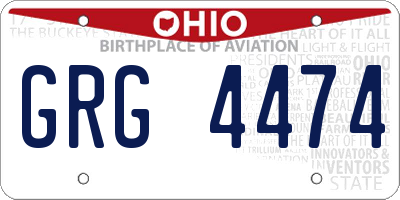 OH license plate GRG4474