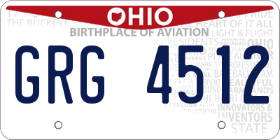 OH license plate GRG4512