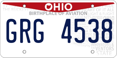 OH license plate GRG4538