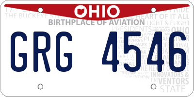 OH license plate GRG4546