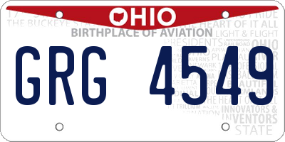 OH license plate GRG4549