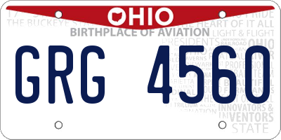 OH license plate GRG4560