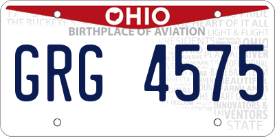 OH license plate GRG4575