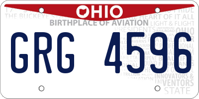 OH license plate GRG4596