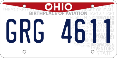 OH license plate GRG4611