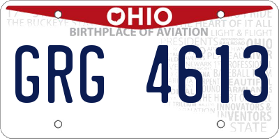 OH license plate GRG4613