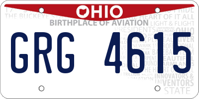 OH license plate GRG4615