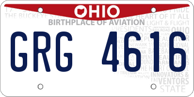 OH license plate GRG4616