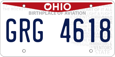 OH license plate GRG4618