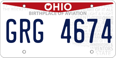 OH license plate GRG4674