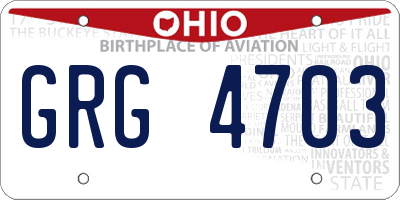 OH license plate GRG4703