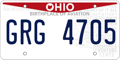 OH license plate GRG4705