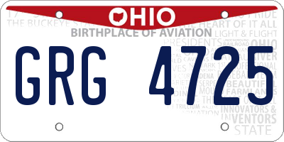 OH license plate GRG4725