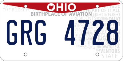 OH license plate GRG4728