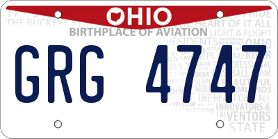 OH license plate GRG4747
