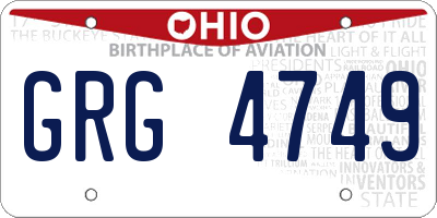 OH license plate GRG4749