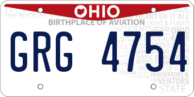 OH license plate GRG4754