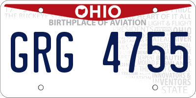 OH license plate GRG4755