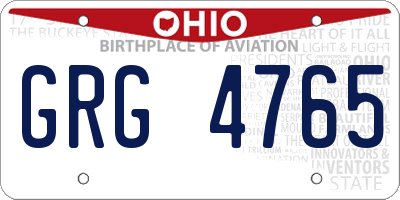 OH license plate GRG4765