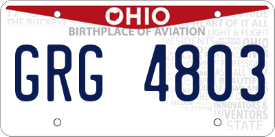OH license plate GRG4803