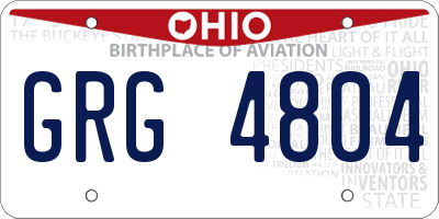 OH license plate GRG4804