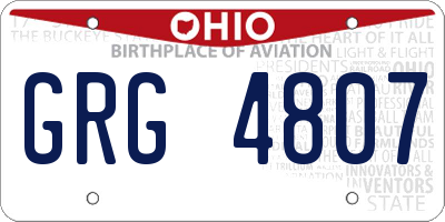 OH license plate GRG4807