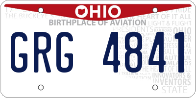 OH license plate GRG4841