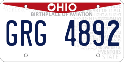 OH license plate GRG4892