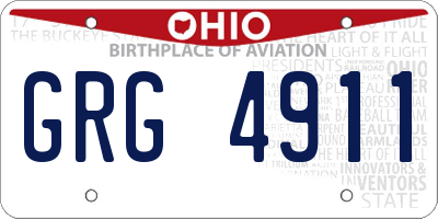 OH license plate GRG4911