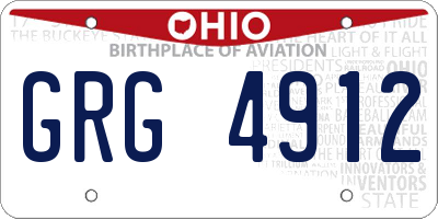 OH license plate GRG4912