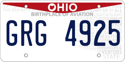 OH license plate GRG4925