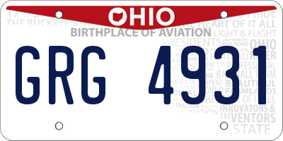 OH license plate GRG4931