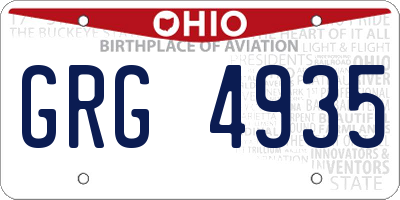 OH license plate GRG4935