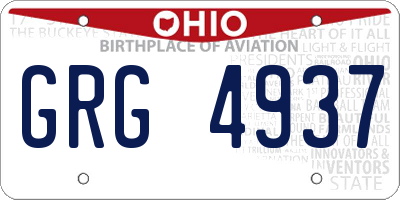 OH license plate GRG4937