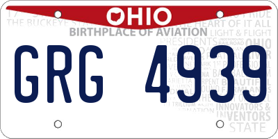 OH license plate GRG4939
