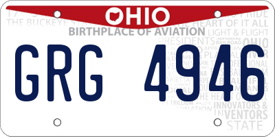 OH license plate GRG4946