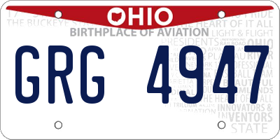 OH license plate GRG4947