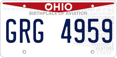 OH license plate GRG4959