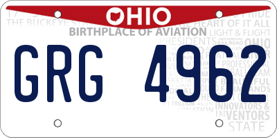 OH license plate GRG4962