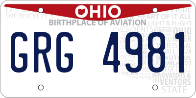 OH license plate GRG4981