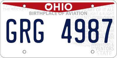 OH license plate GRG4987
