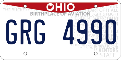 OH license plate GRG4990